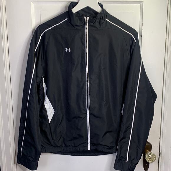 Under Armour Women’s Crave Jacket Black with White Trim Windbreaker W-195 Size L - Picture 1 of 10